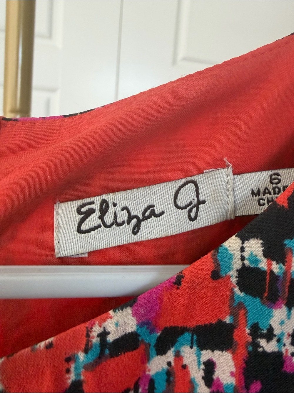 25. Eliza J Red Multi-Color Cap Sleeve Midi Dress - Picture 4 of 5